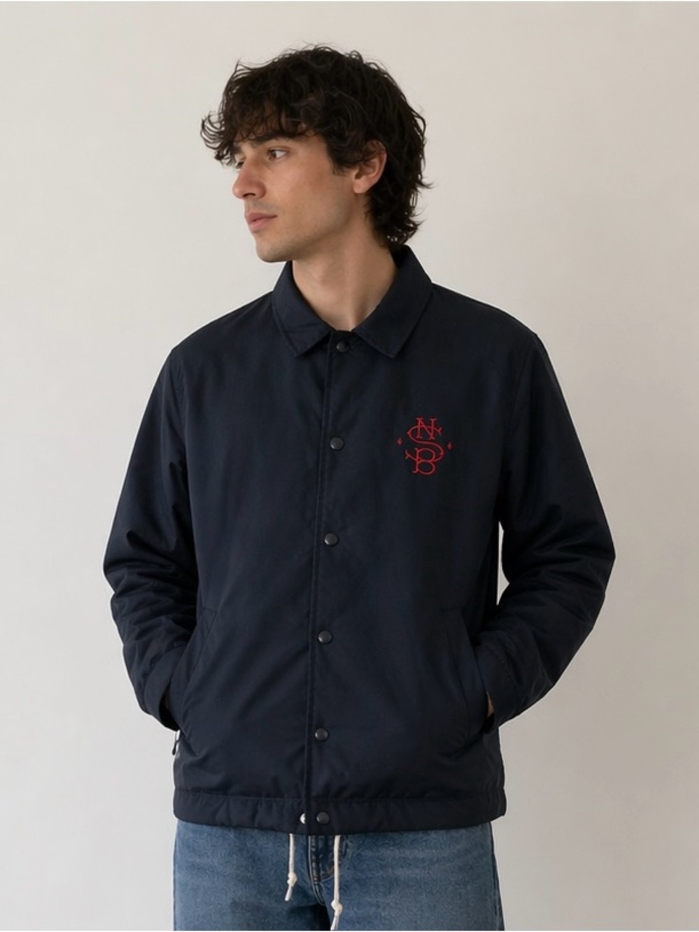 Nike Navy Coach Jacket with Red Plaid Lining